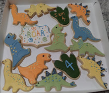 Load image into Gallery viewer, Decorated Cookies - Dinosaur Celebration Cookies
