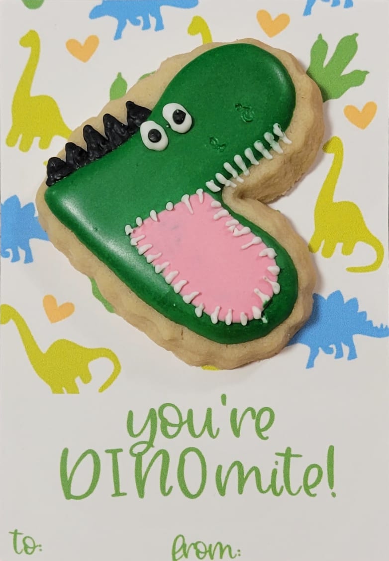 Valentine Cookie Cards - Dinosaur